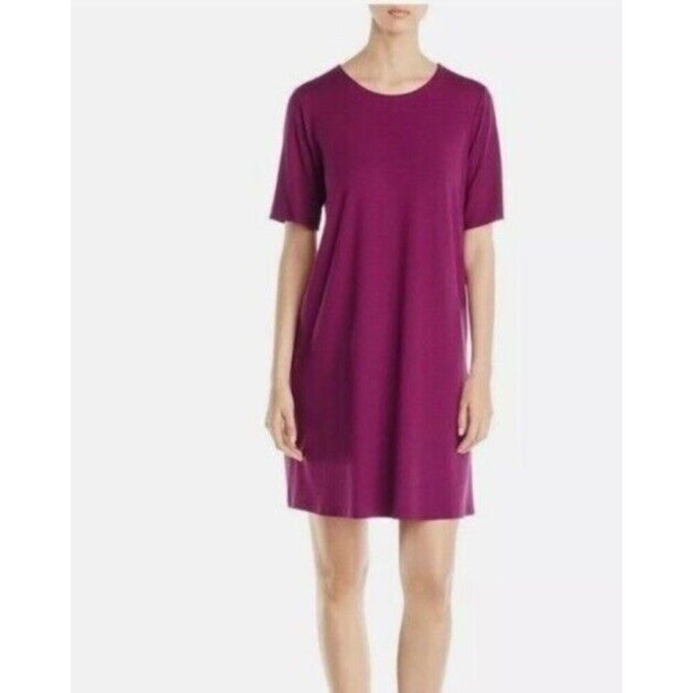 Eileen Fisher Dress Berry Wine Swing‎ Jersey  Tunic Women Size Medium